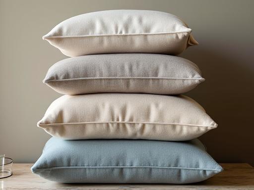 Pila di cuscini su misura con texture diverse.